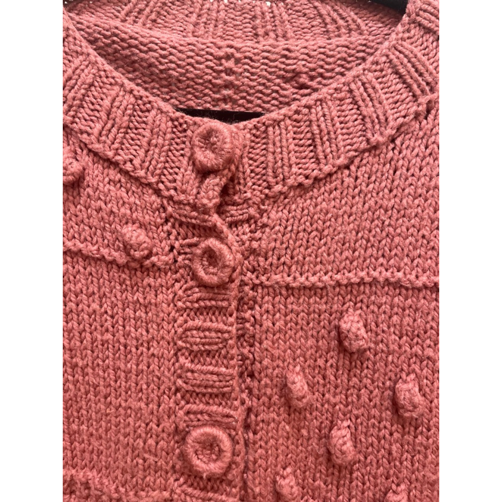Vintage Hand Knit Chunky Bobble Textured Cardigan Large Cottage Cabin Trad Wife - Picture 3 of 6